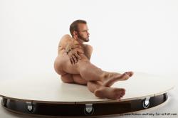 Nude Man White Laying poses - ALL Average Short Brown Laying poses - on side Realistic